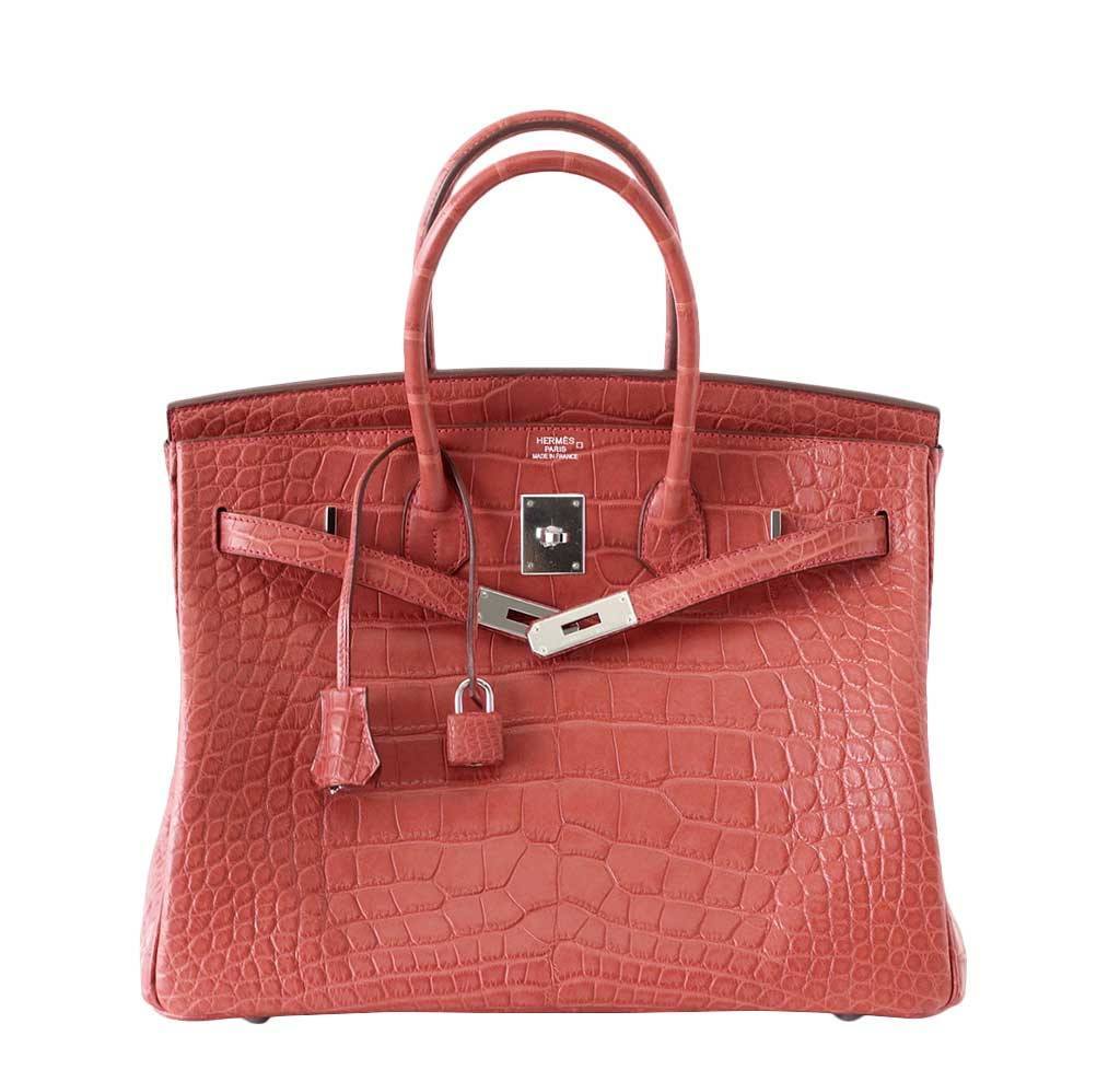 HermÃƒÆ’Ã‚Â¨s Birkin 35 Alligator Rose Indienne Bag