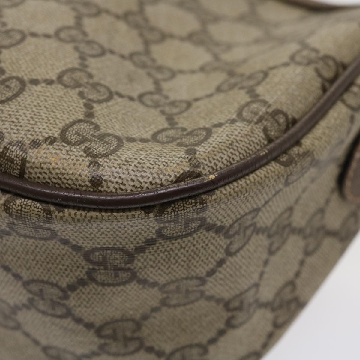 GUCCI Web Sherry Line Shoulder Bag PVC Leather Beige Green Red 36081