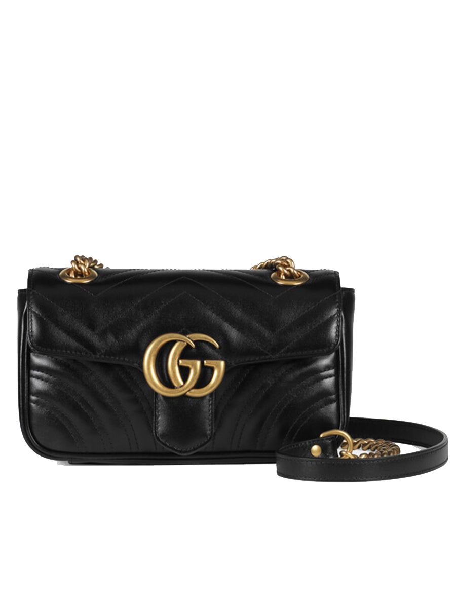 GG Marmont Mini MatelassÃƒÆ’Ã‚Â© Black Leather Shoulder Bag