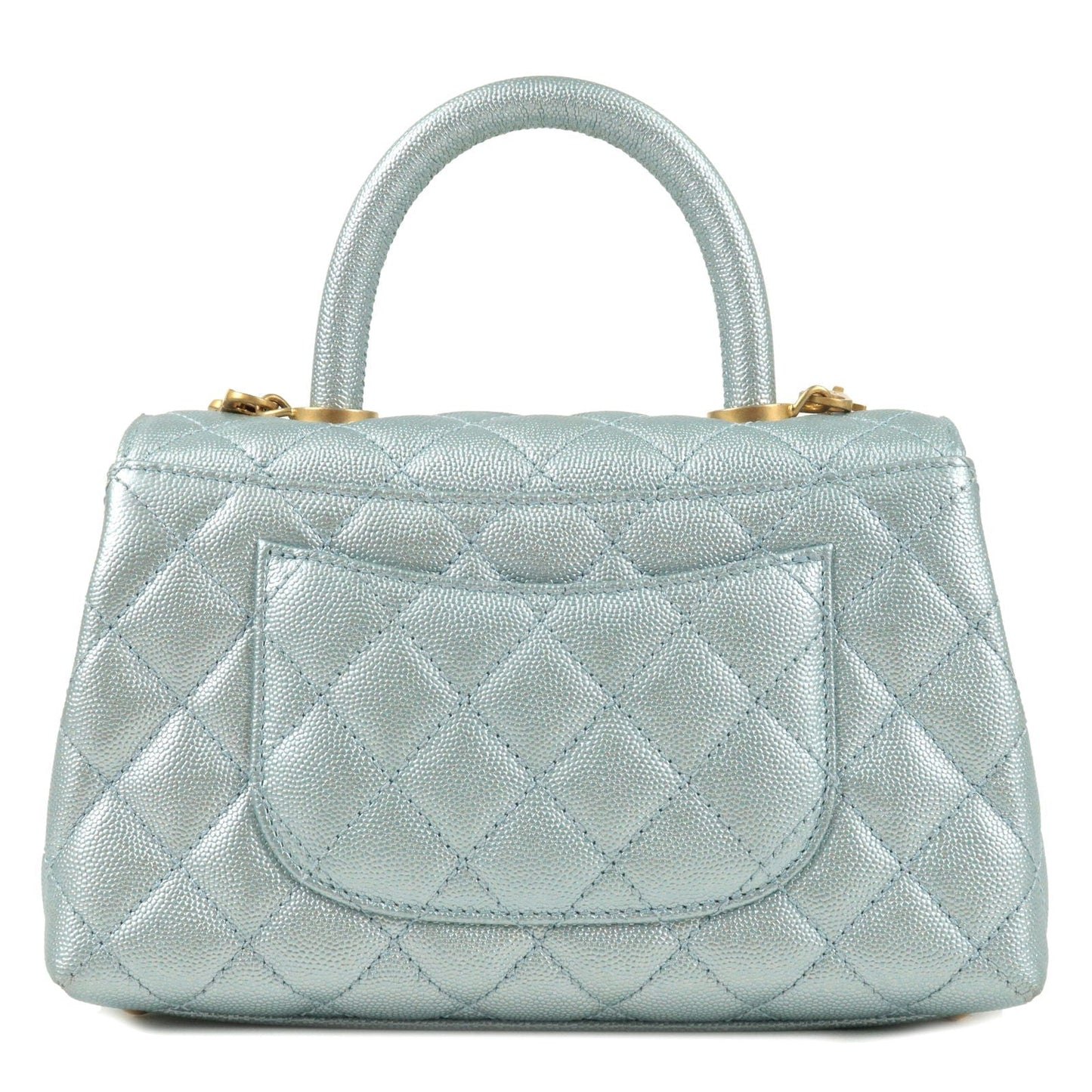 CHANEL Matrasse Caviar Skin COCO Handle 2Way Bag Light Blue A92990