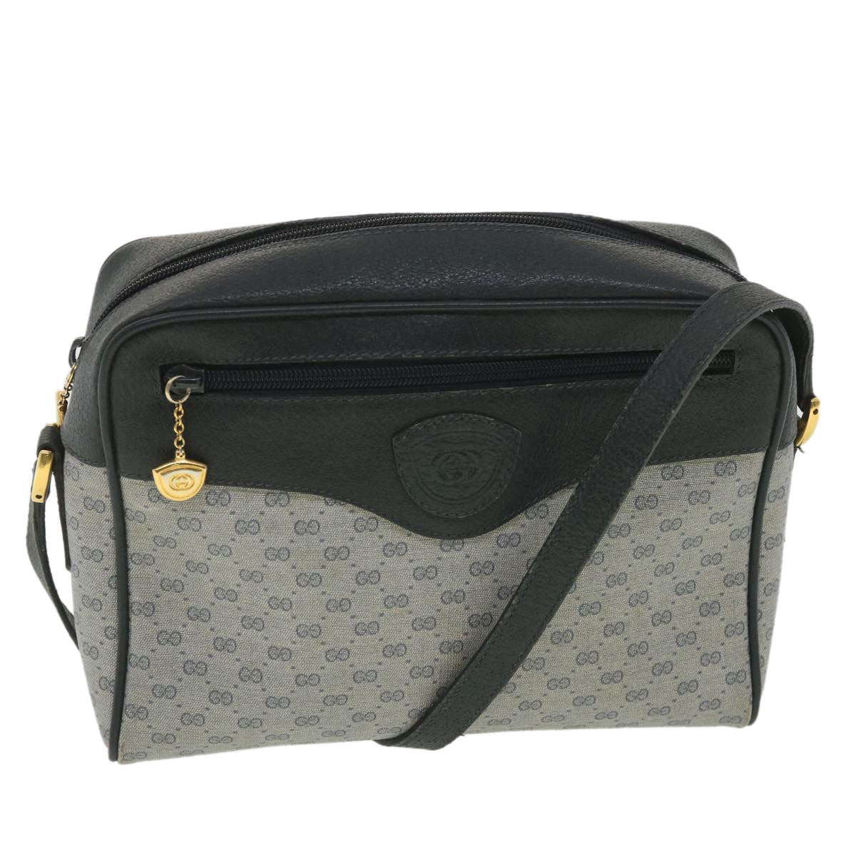 GUCCI Micro GG Canvas Shoulder Bag Navy Gray 001.56.0852 36585