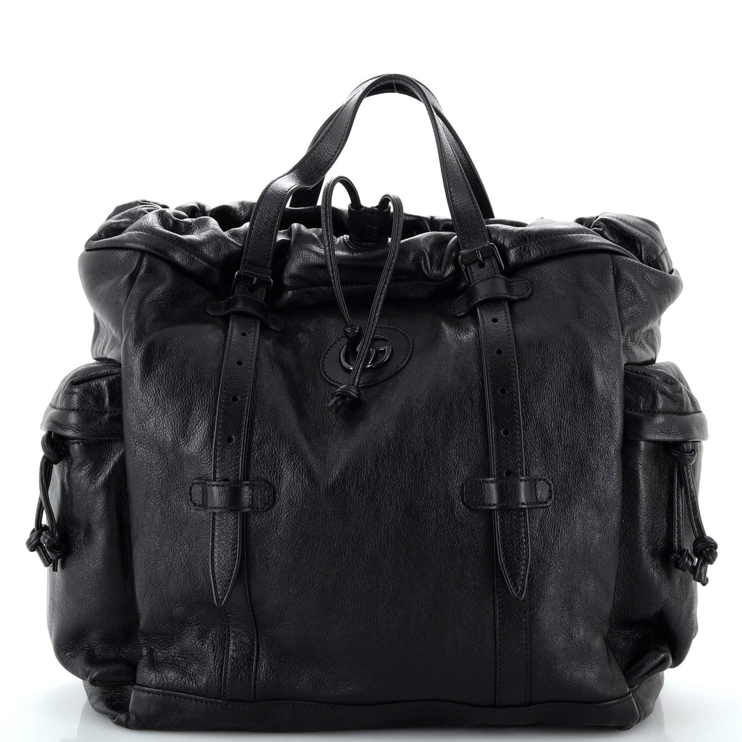 Double G Drawstring Tote Leather