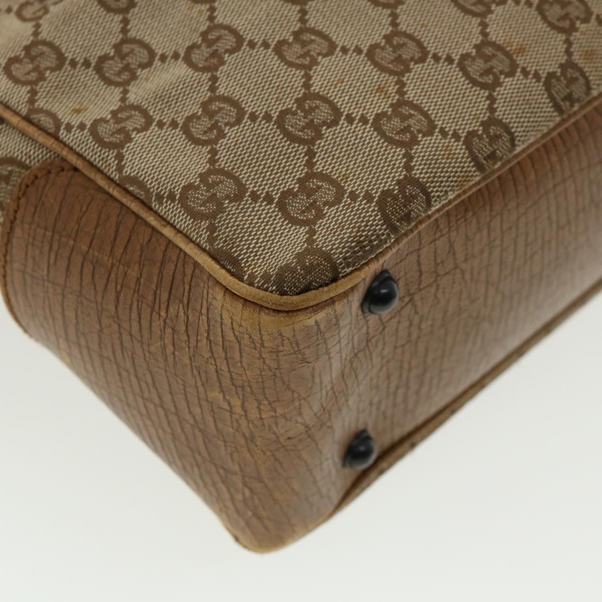 GUCCI GG Canvas Bamboo Hand Bag Beige 112530 36619