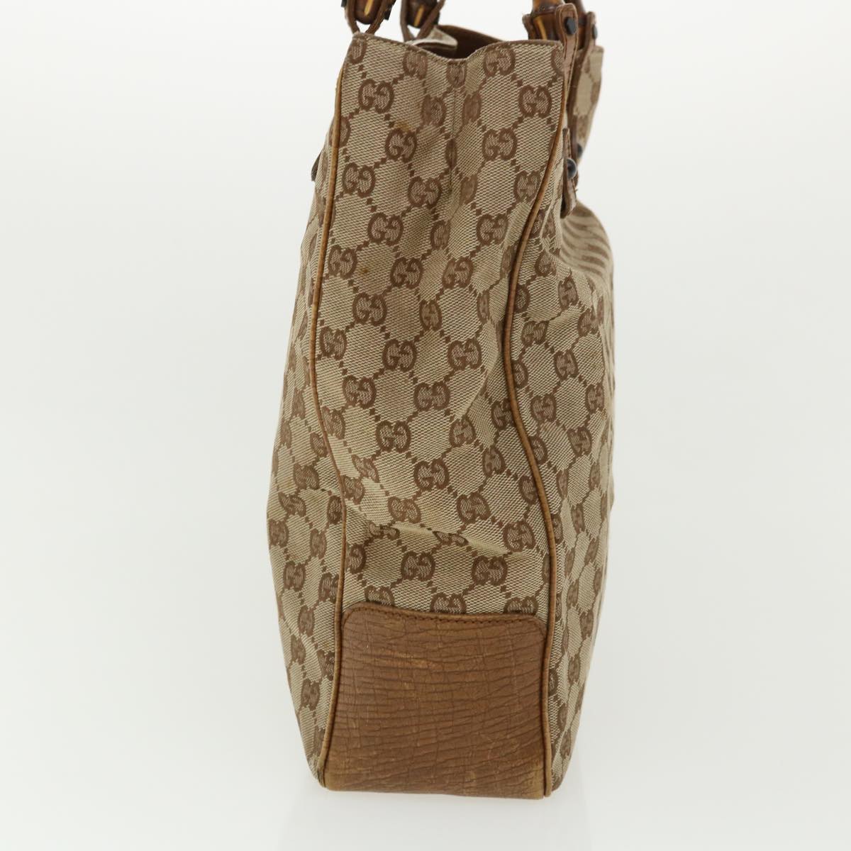 GUCCI GG Canvas Bamboo Hand Bag Beige 112530 36619