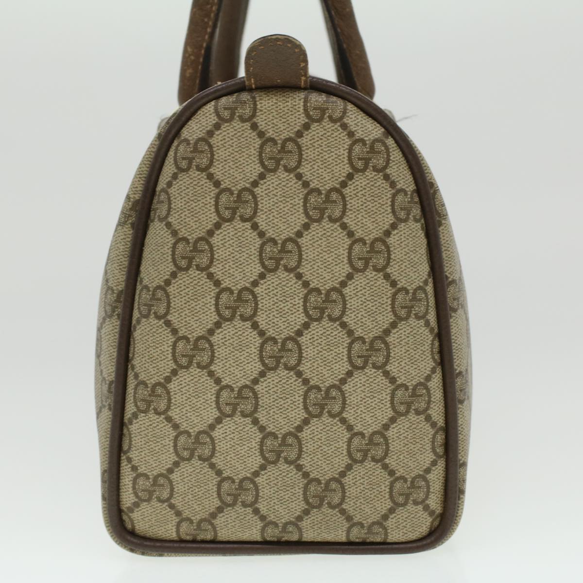 GUCCI Web Sherry Line GG Canvas Boston Bag PVC Leather Beige Green 36638