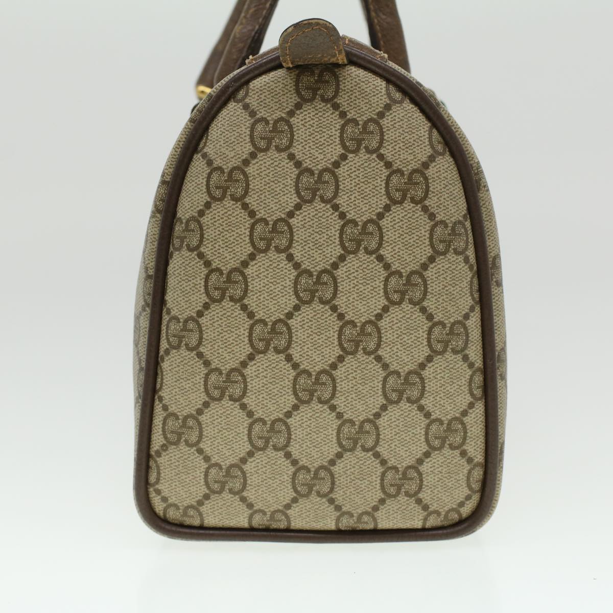 GUCCI Web Sherry Line GG Canvas Boston Bag PVC Leather Beige Green 36638