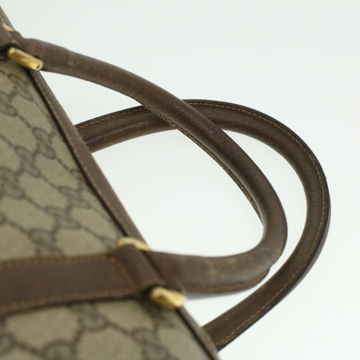 GUCCI Web Sherry Line GG Canvas Boston Bag PVC Leather Beige Green 36638