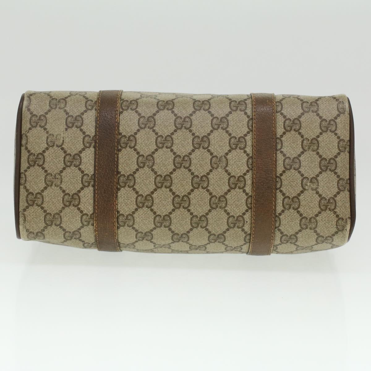 GUCCI Web Sherry Line GG Canvas Boston Bag PVC Leather Beige Green 36638