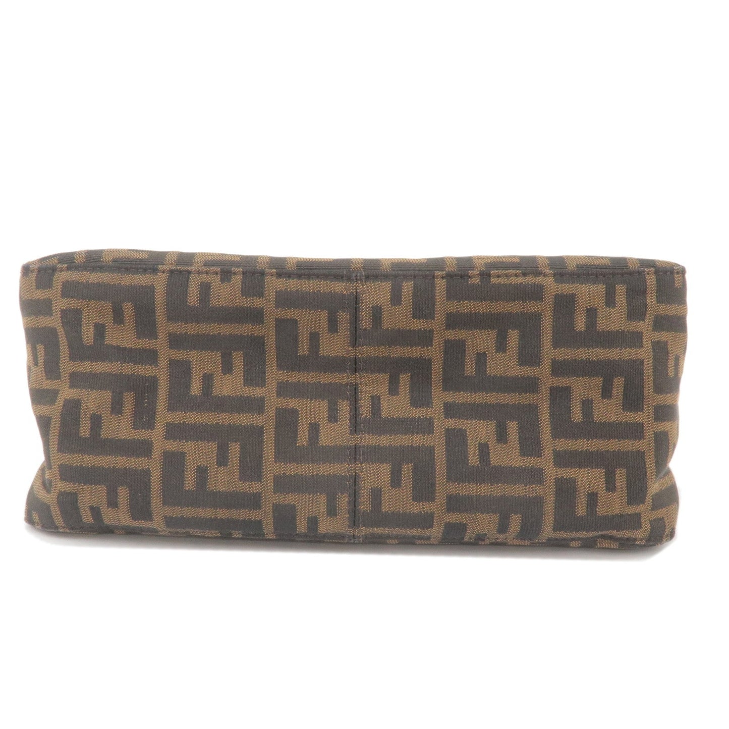 FENDI Zucca Canvas Leather Shoulder Bag Brown Black 26325