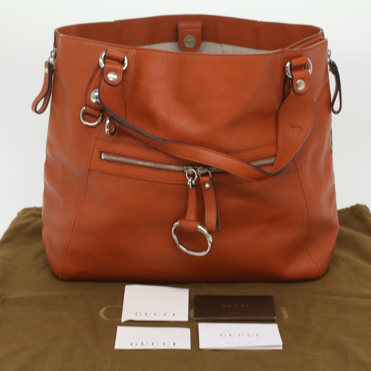 GUCCI Shoulder Bag Leather Orange Brown 232952 36699