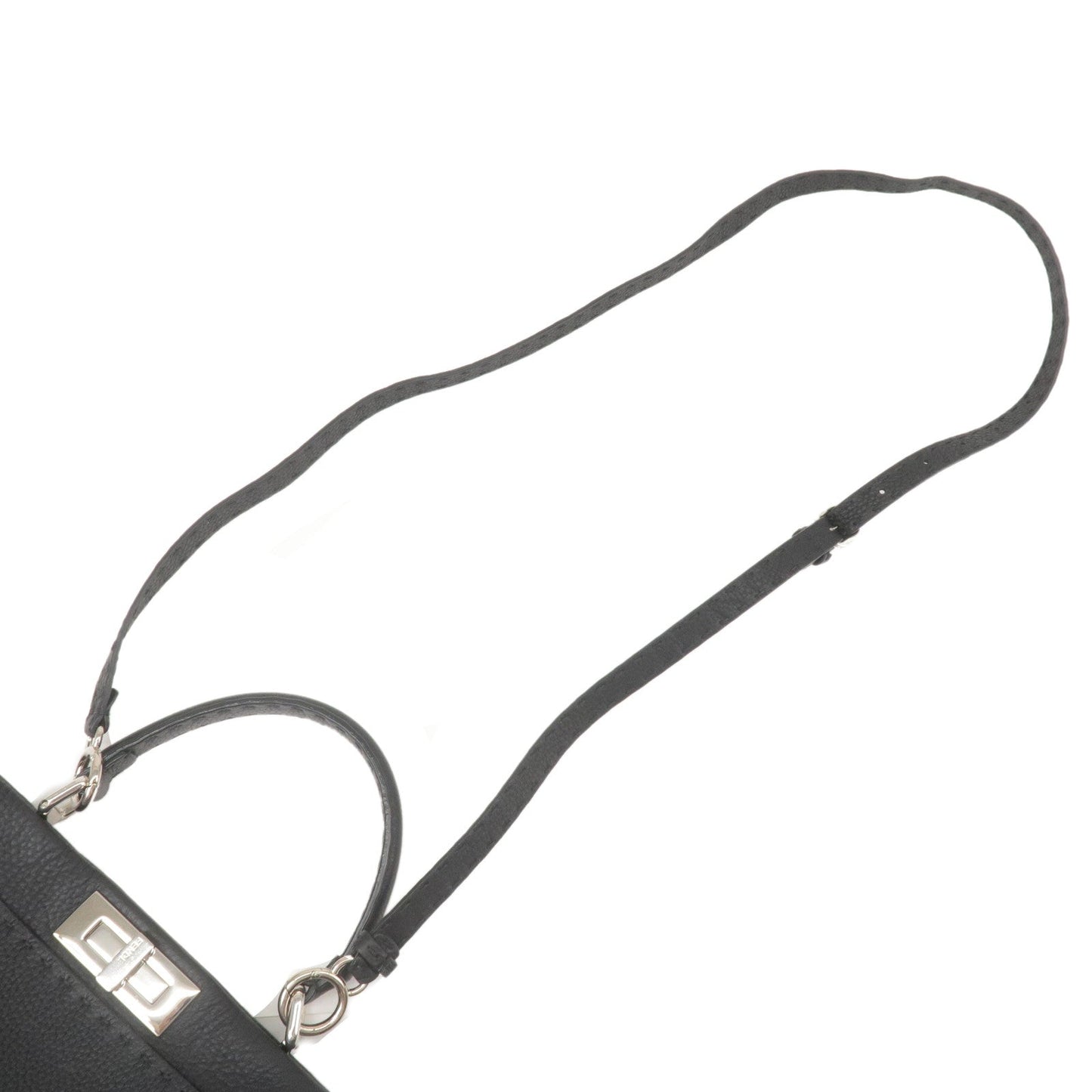 FENDI Selleria Peekaboo Regular Leather 2WAY Bag Black 8BN226