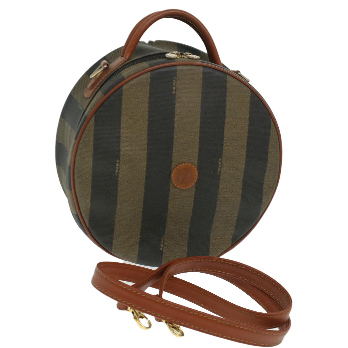 FENDI Pecan Canvas Hand Bag 2way Brown Khaki 36762