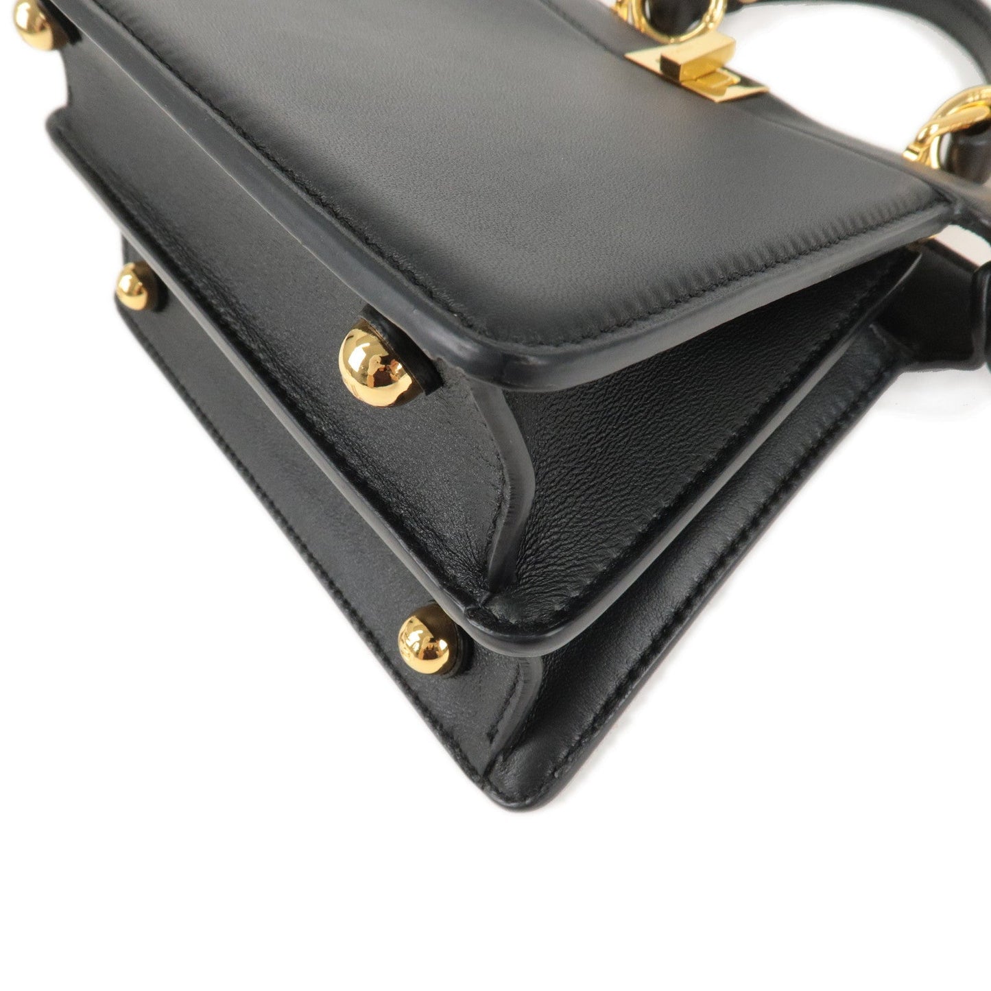 FENDI Peekaboo IseeU Leather 2WAY Hand Shoulder Bag Black 8BN335