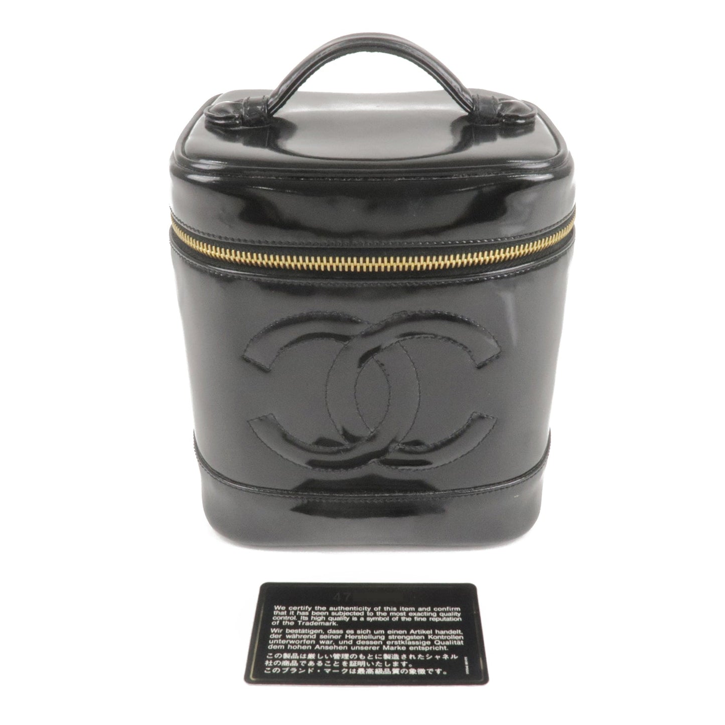 CHANEL Enamel Vanity Bag Hand Bag Cosmetic Bag Black A01998