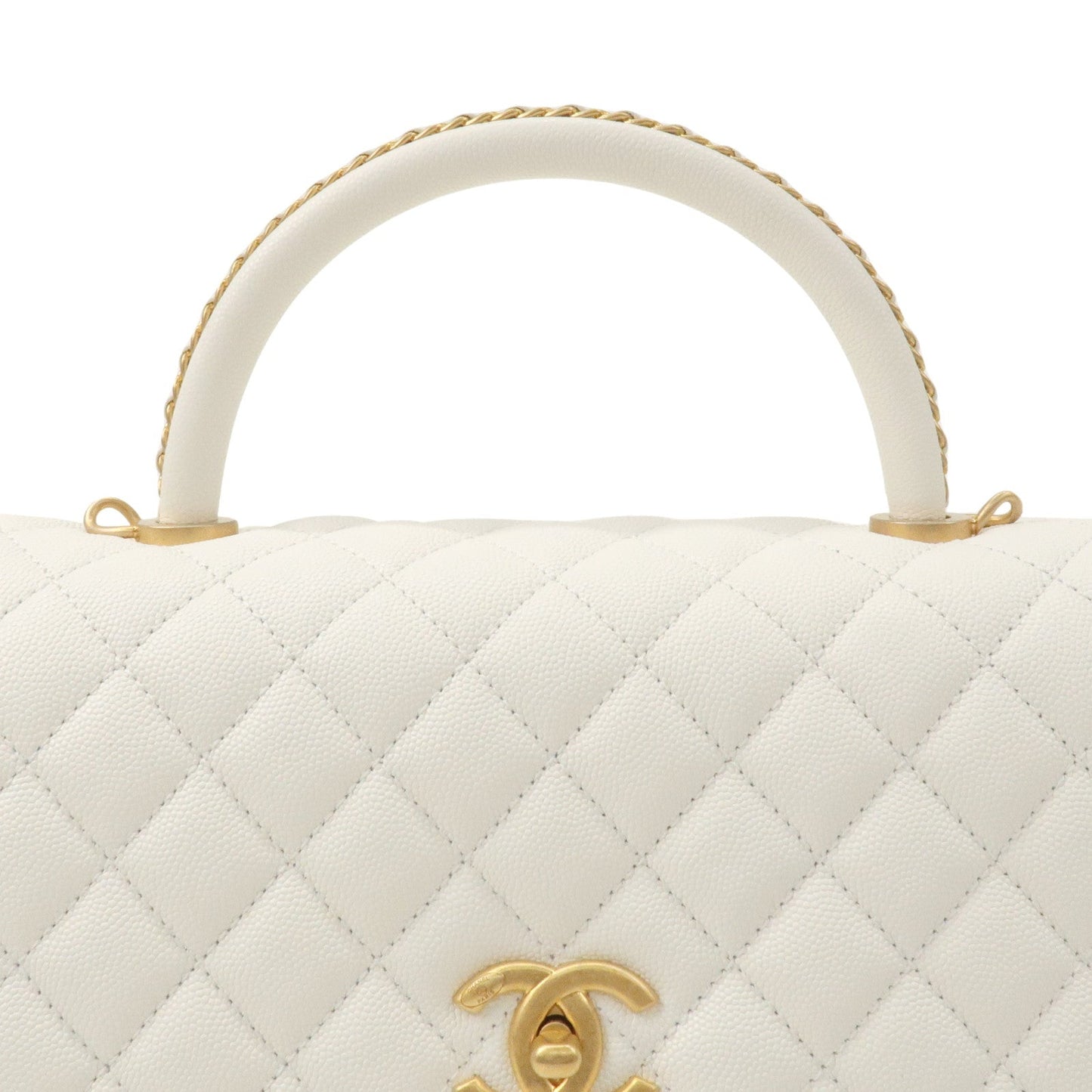CHANEL Matelasse Caviar Skin COCO Handle 28 2Way Bag White A92991