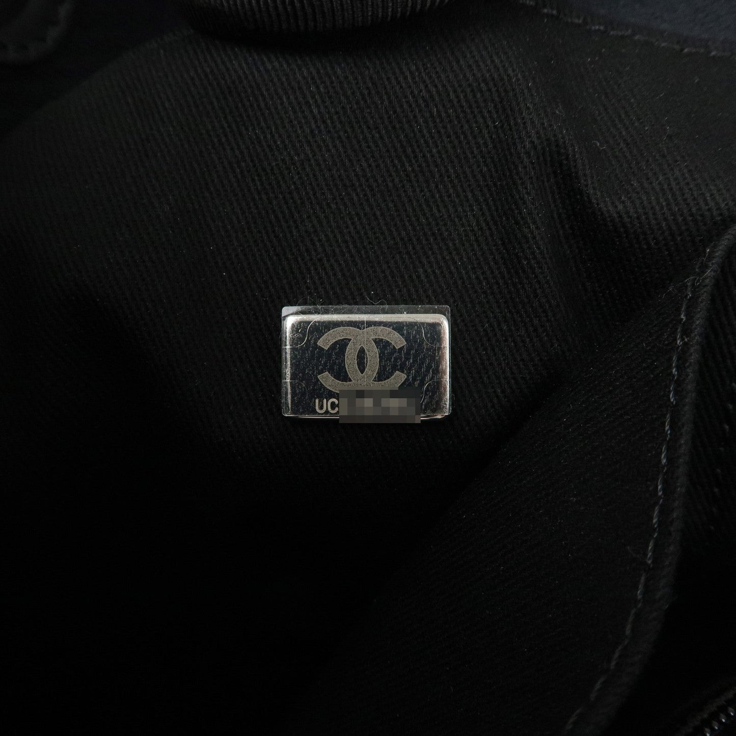 CHANEL Deauville Canvas Leather Chain Tote Bag Black A67001