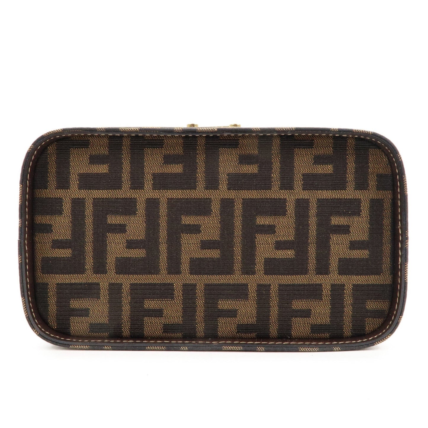 FENDI Zucca Canvas Leather Vanity Bag 2way Hand Bag 0914931