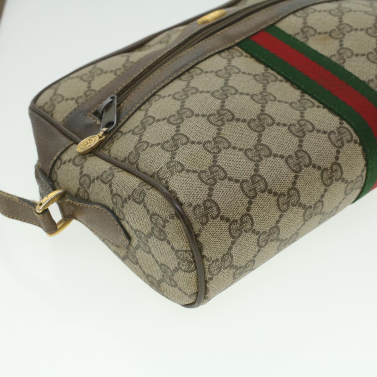 GUCCI GG Canvas Web Sherry Line Shoulder Bag Beige Red Green 37155