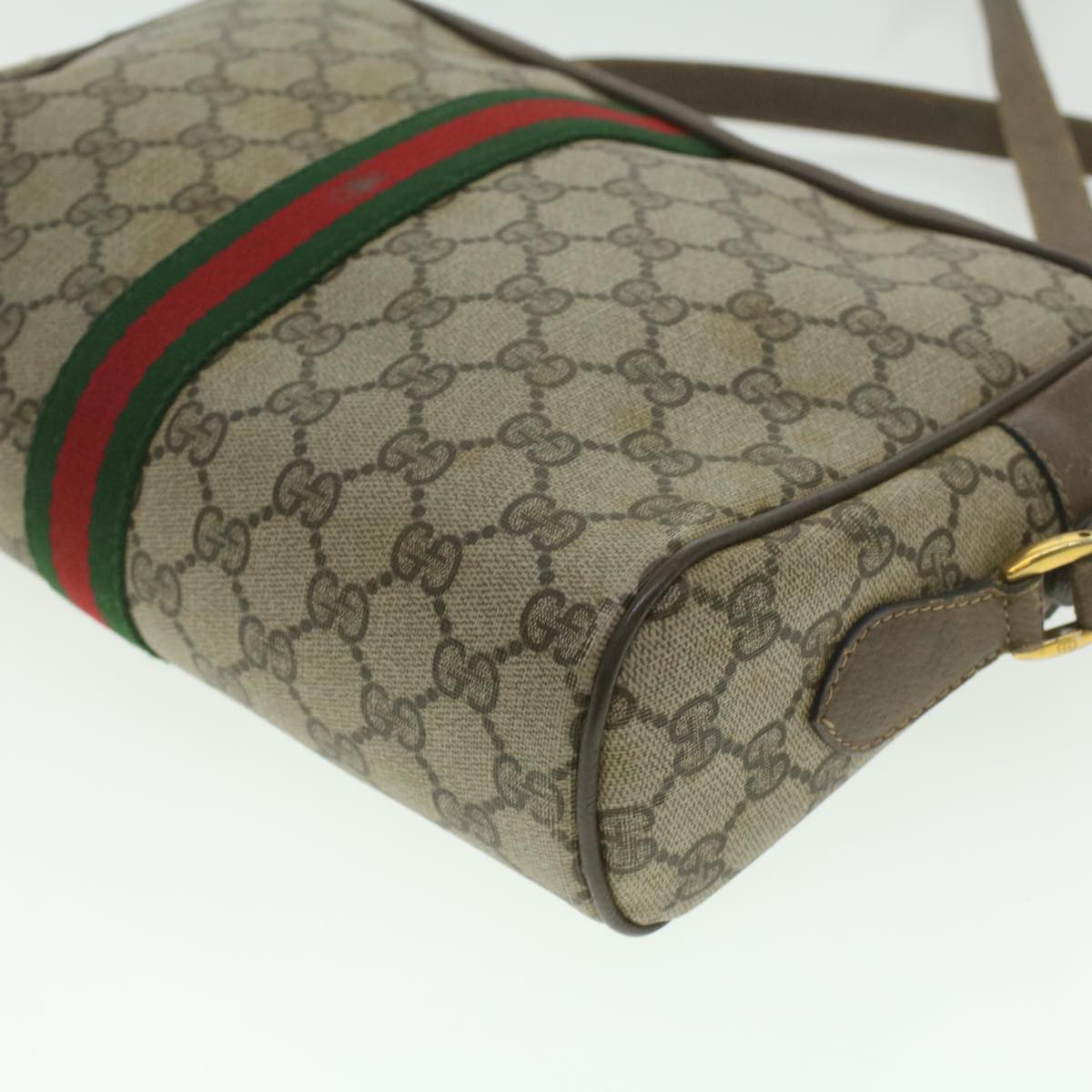 GUCCI GG Canvas Web Sherry Line Shoulder Bag Beige Red Green 37155