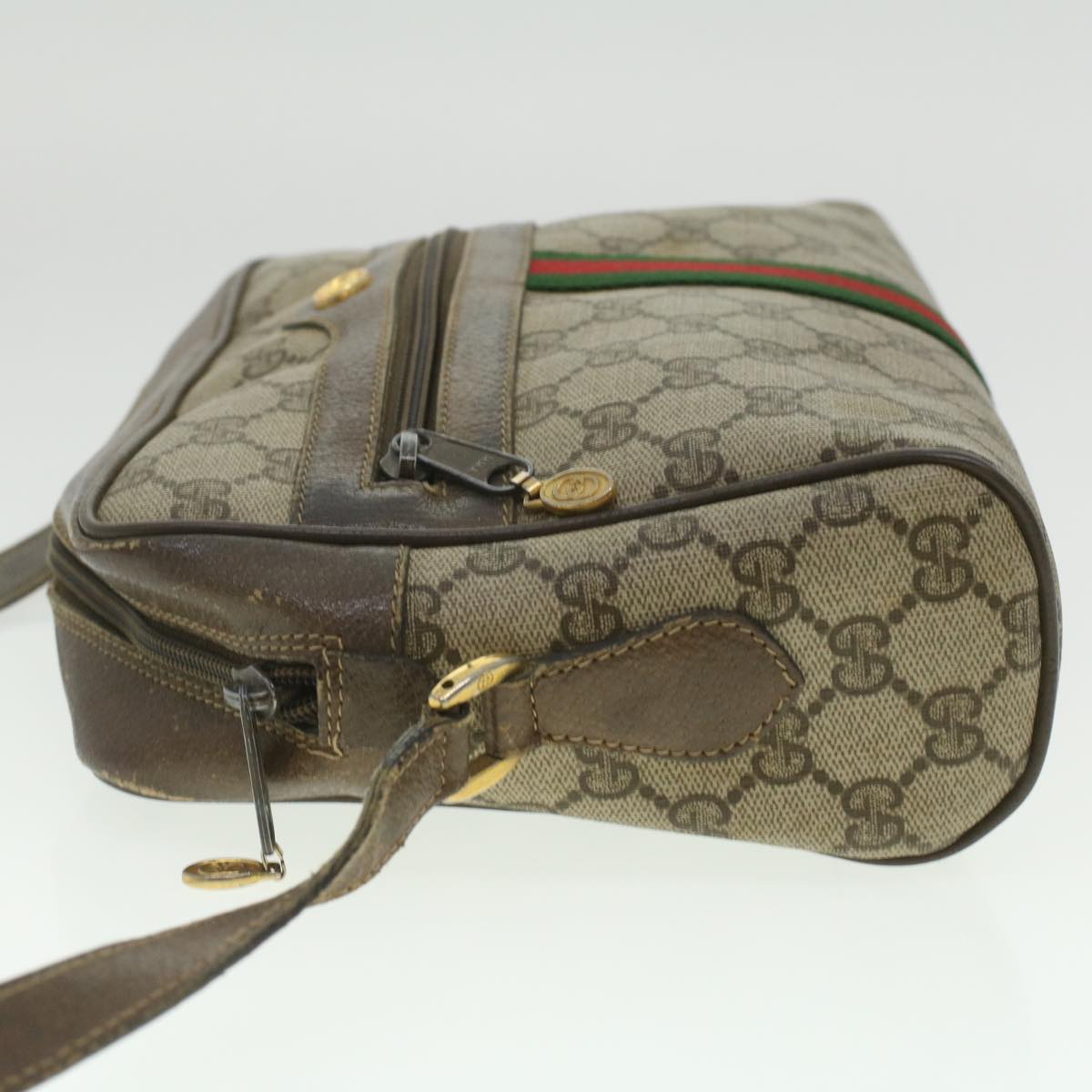 GUCCI GG Canvas Web Sherry Line Shoulder Bag Beige Red Green 37155