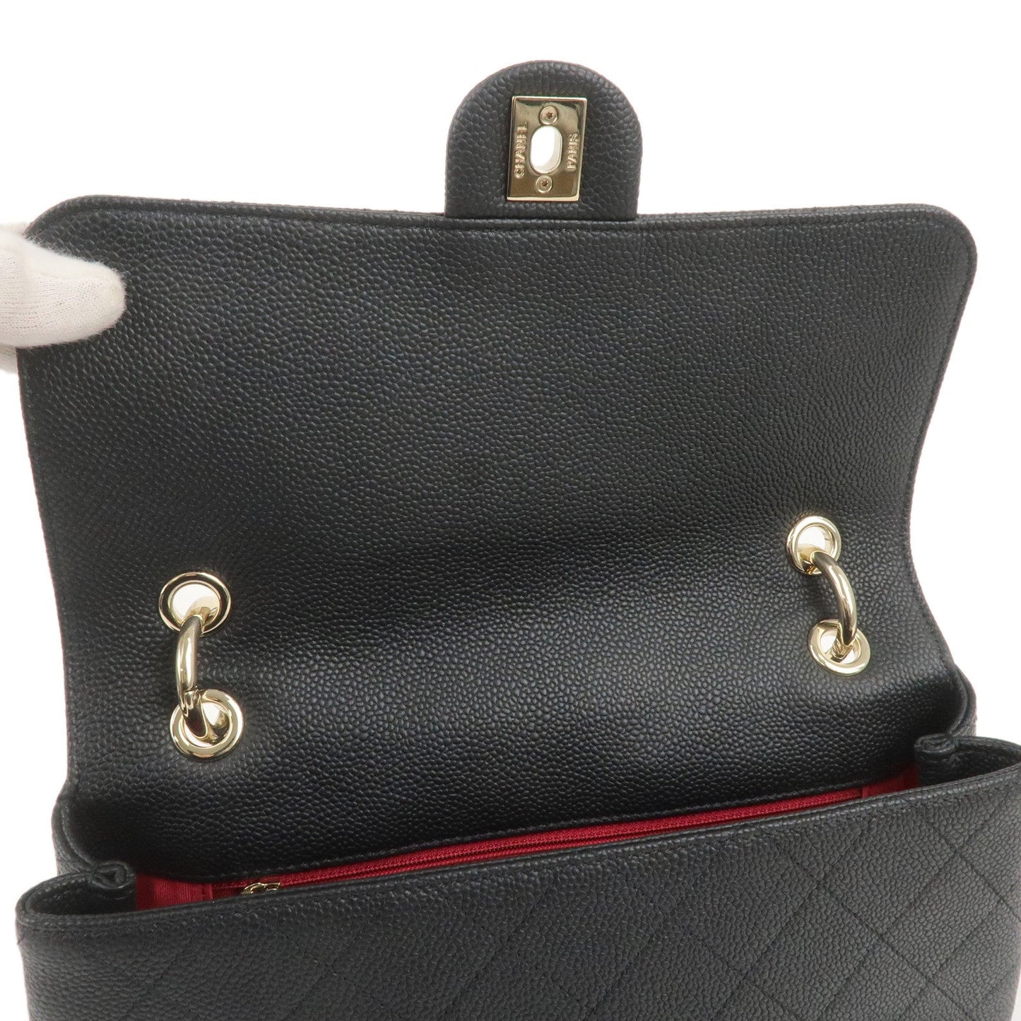 CHANEL Matelasse Caviar Skin 2Way Chain Shoulder Bag Black