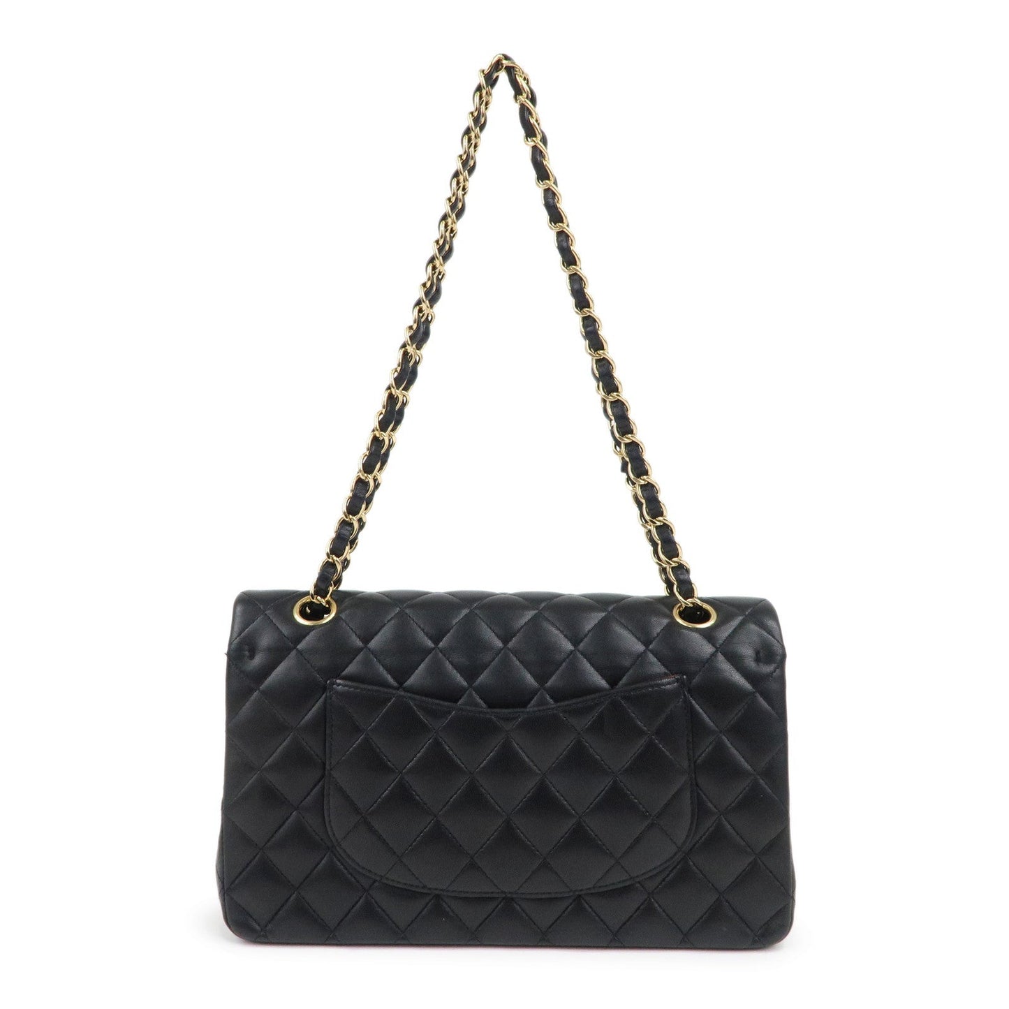 CHANEL Lamb Skin Matelasse 25 Double Flap Bag Black A01112