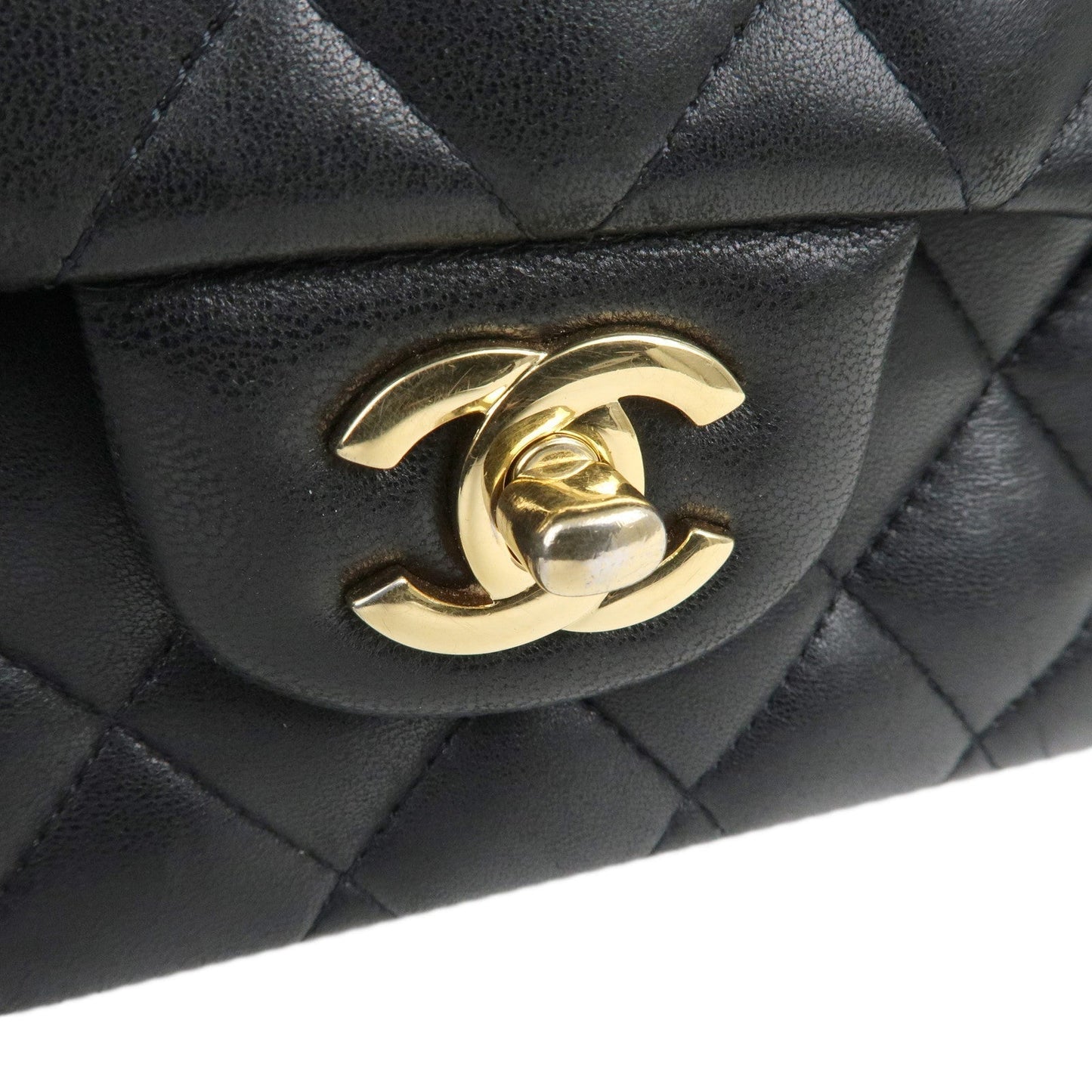 CHANEL Lamb Skin Matelasse 25 Double Flap Bag Black A01112