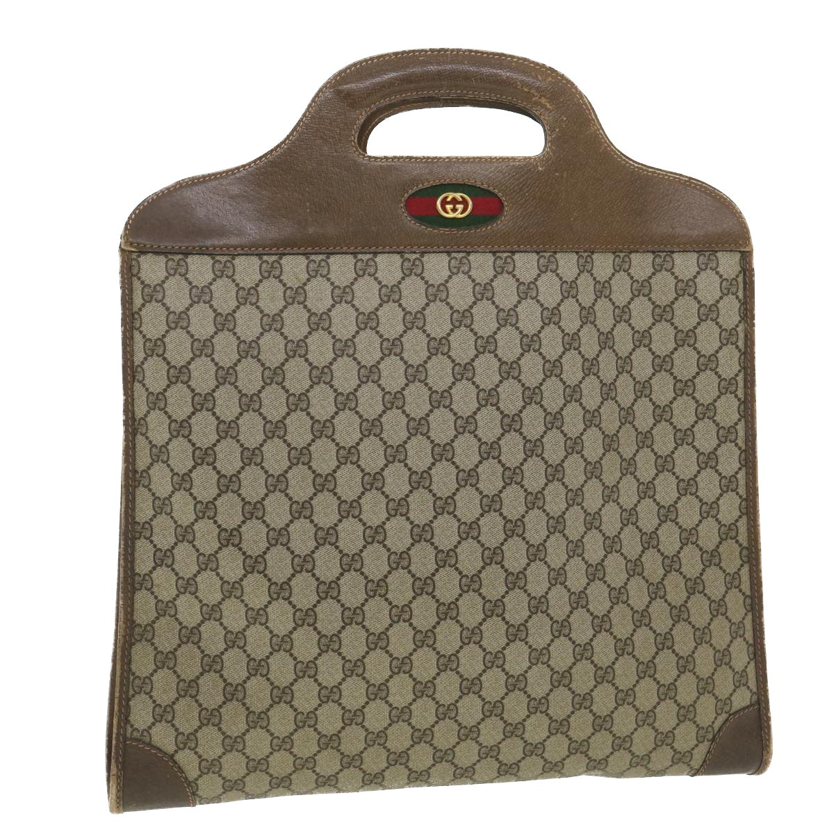 GUCCI GG Canvas Web Sherry Line Hand Bag PVC Leather Beige Red Green 37344