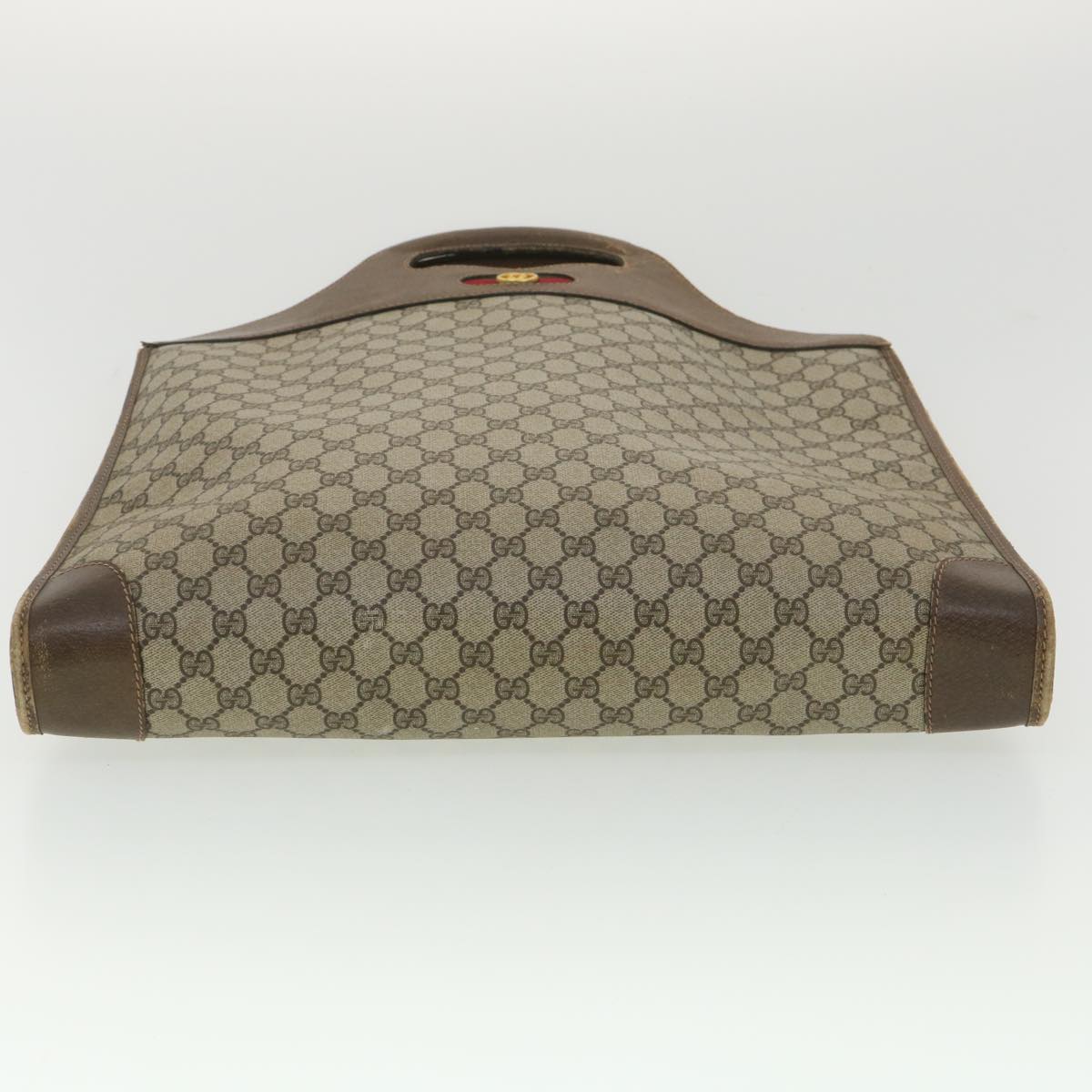 GUCCI GG Canvas Web Sherry Line Hand Bag PVC Leather Beige Red Green 37344