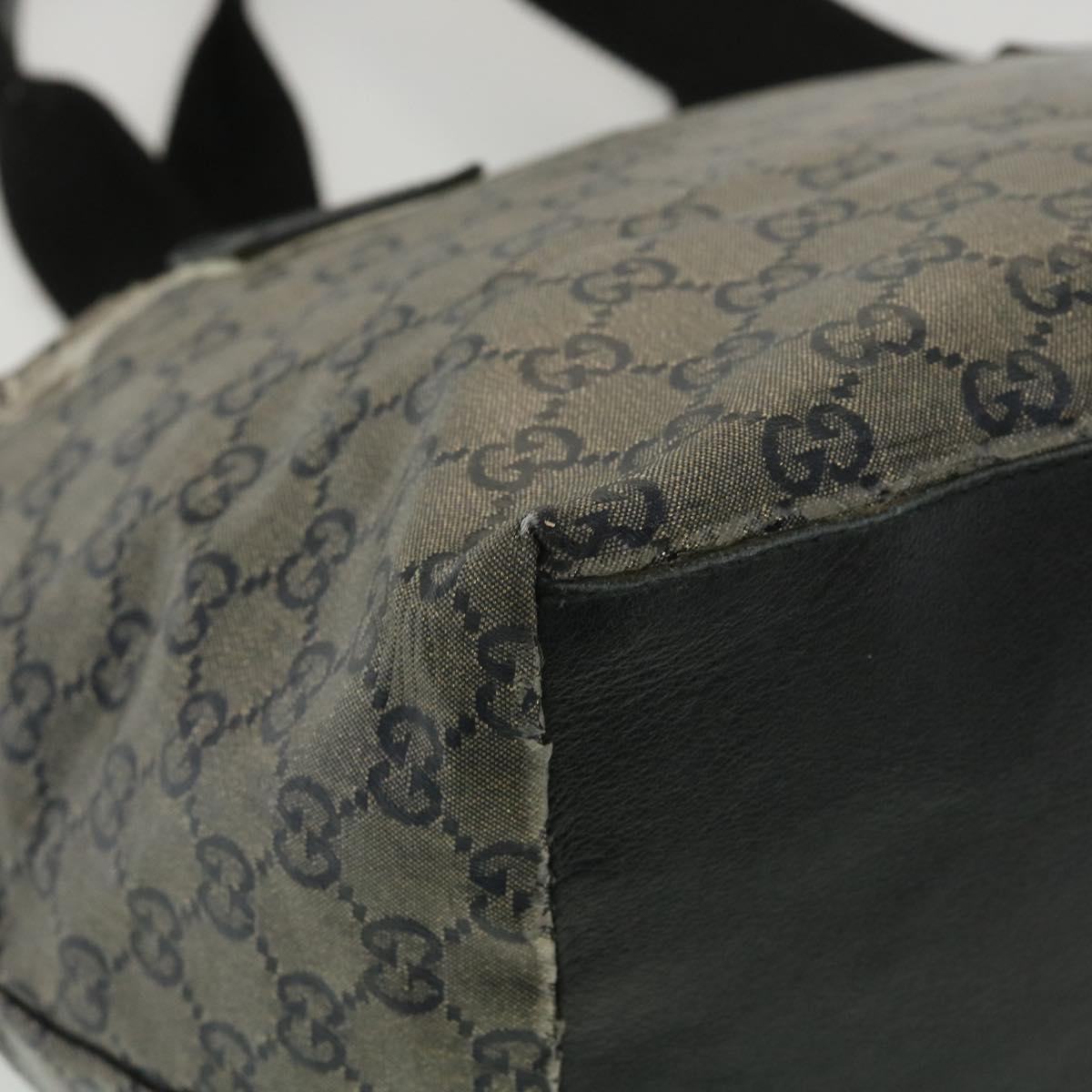 GUCCI GG Canvas Hand Bag Coated Canvas Black Silver 131230 37397