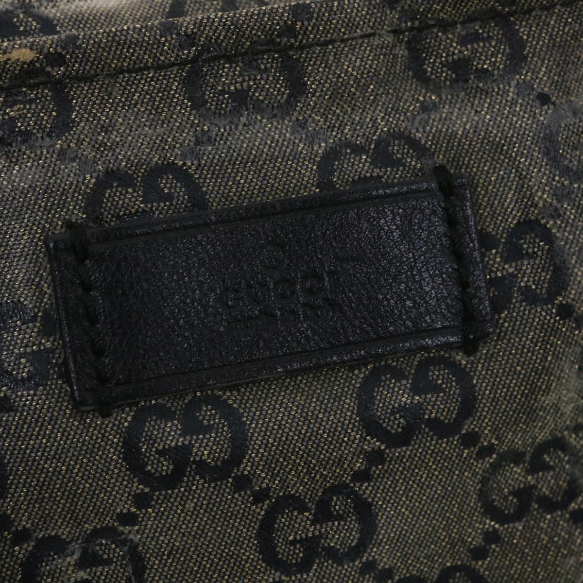 GUCCI GG Canvas Hand Bag Coated Canvas Black Silver 131230 37397