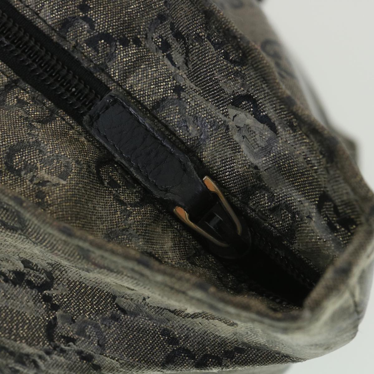 GUCCI GG Canvas Hand Bag Coated Canvas Black Silver 131230 37397