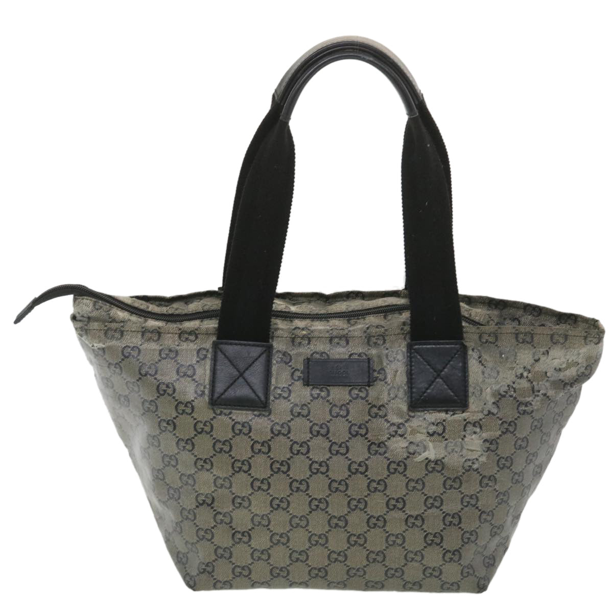 GUCCI GG Canvas Hand Bag Coated Canvas Black Silver 131230 37397
