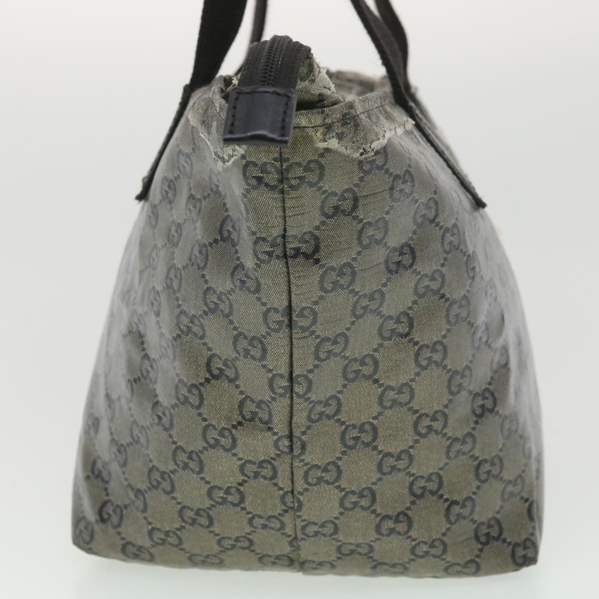 GUCCI GG Canvas Hand Bag Coated Canvas Black Silver 131230 37397