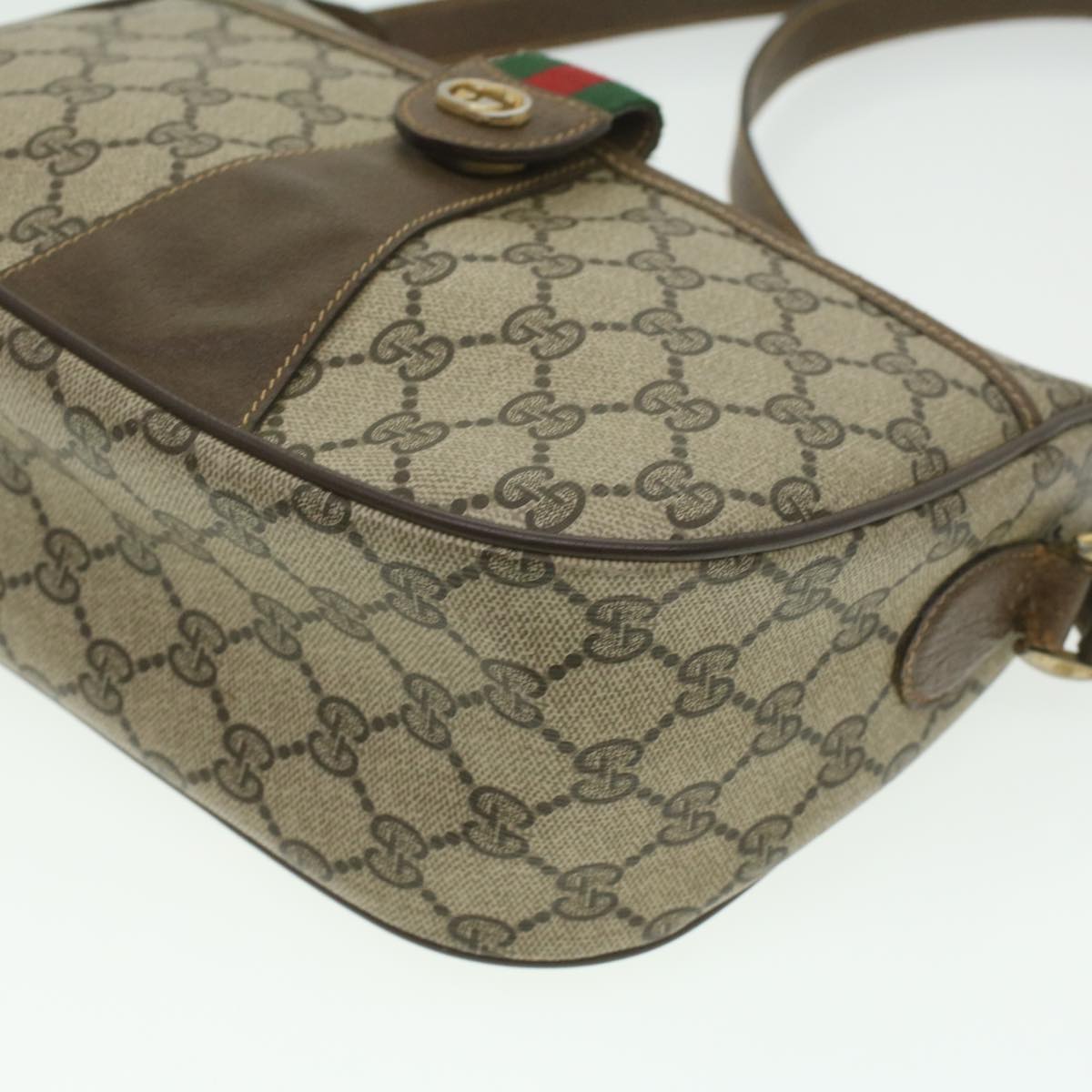 GUCCI GG Canvas Web Sherry Line Shoulder Bag Beige Red Green 8902032 37565