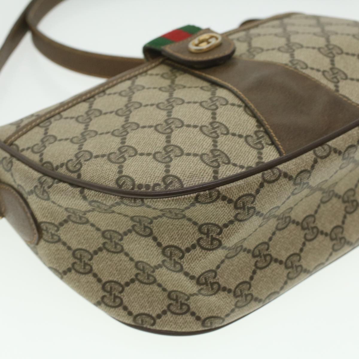GUCCI GG Canvas Web Sherry Line Shoulder Bag Beige Red Green 8902032 37565