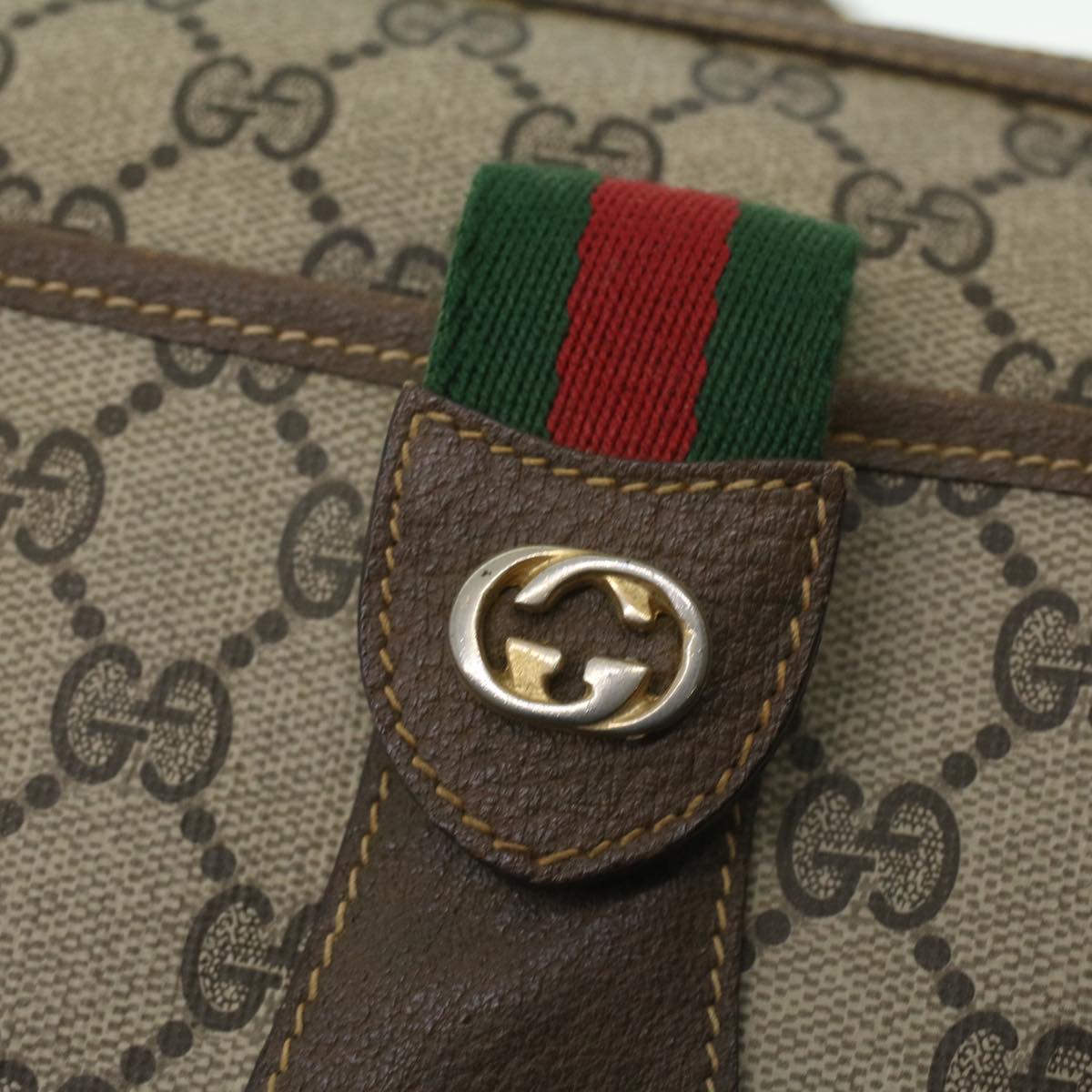 GUCCI GG Canvas Web Sherry Line Shoulder Bag Beige Red Green 8902032 37565
