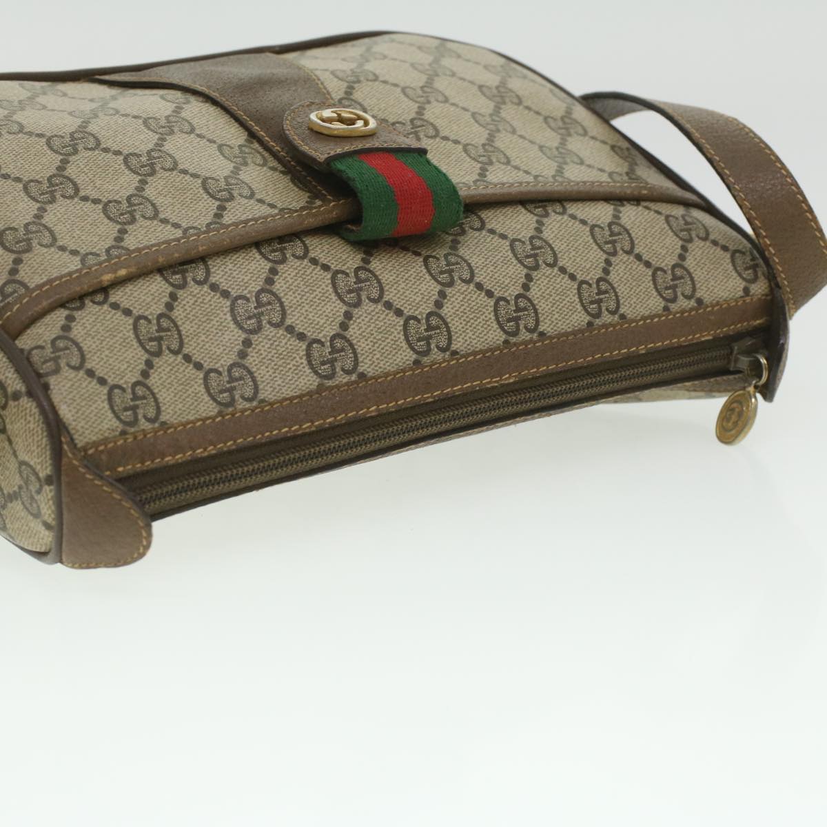 GUCCI GG Canvas Web Sherry Line Shoulder Bag Beige Red Green 8902032 37565