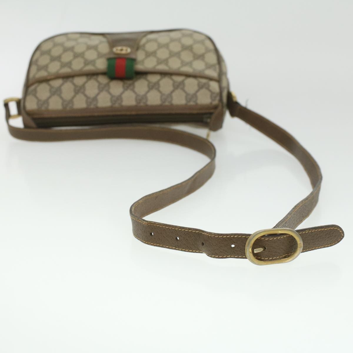 GUCCI GG Canvas Web Sherry Line Shoulder Bag Beige Red Green 8902032 37565