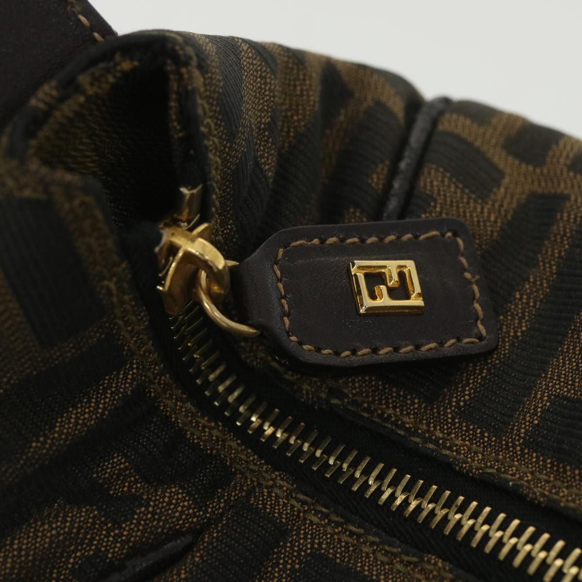 FENDI Zucca Canvas Vanity Cosmetic Pouch Black Brown 37617