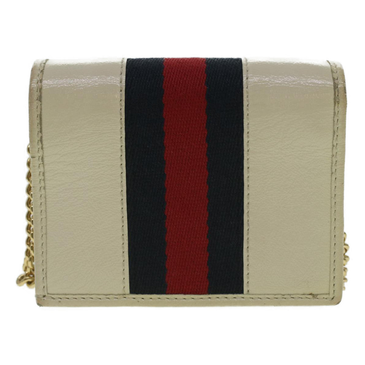 GUCCI Sherry Line Chain wallet Bifold Wallet Leather Red Navy 573790 37675