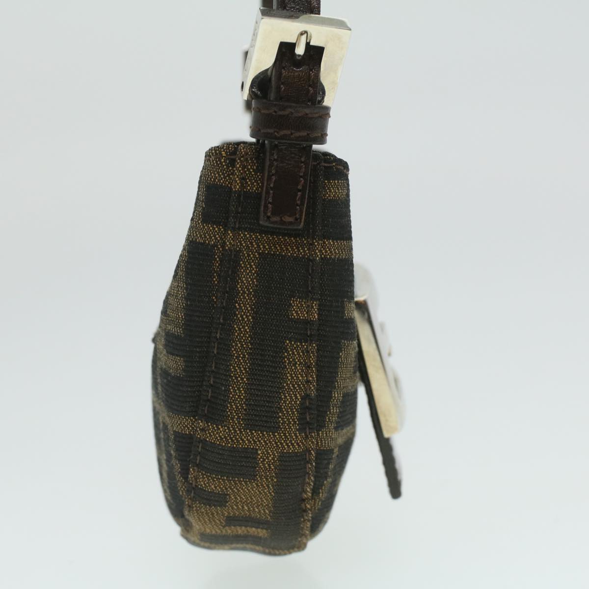 FENDI Zucca Canvas Mamma Baguette Pouch Black Brown 37728A
