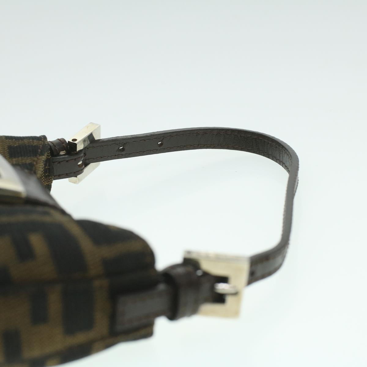 FENDI Zucca Canvas Mamma Baguette Pouch Black Brown 37728A