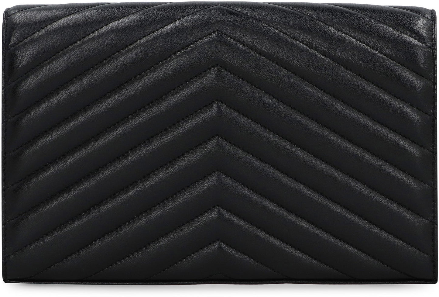 BLACK CASSANDRE WALLET WITH GOLD CHAIN