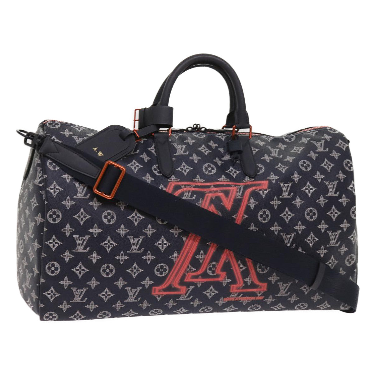 LOUIS VUITTON Monogram Ink Keepall Bandouliere 50 Bag Navy M43684 LV 37879A