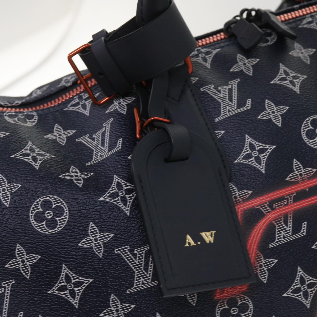 LOUIS VUITTON Monogram Ink Keepall Bandouliere 50 Bag Navy M43684 LV 37879A