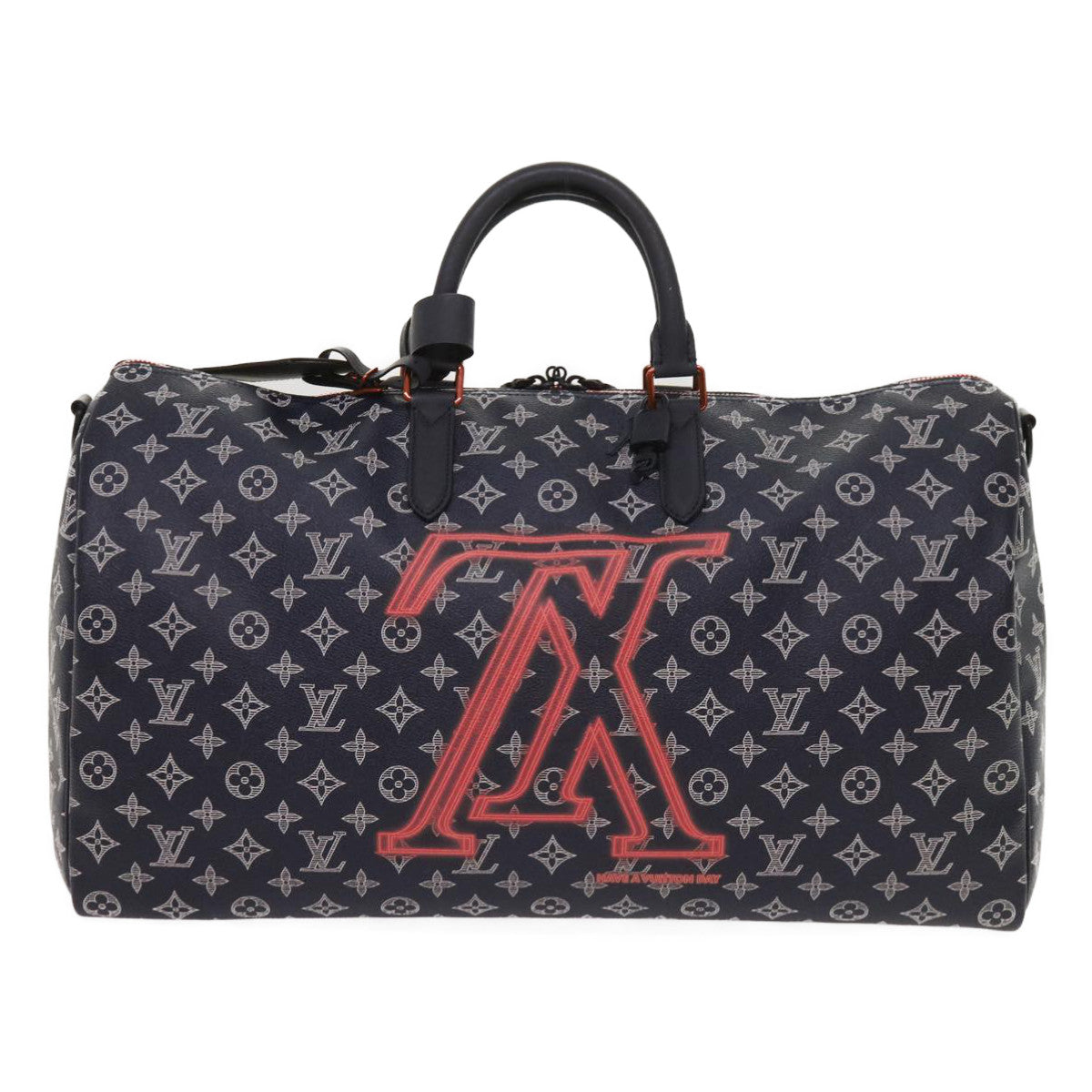 LOUIS VUITTON Monogram Ink Keepall Bandouliere 50 Bag Navy M43684 LV 37879A