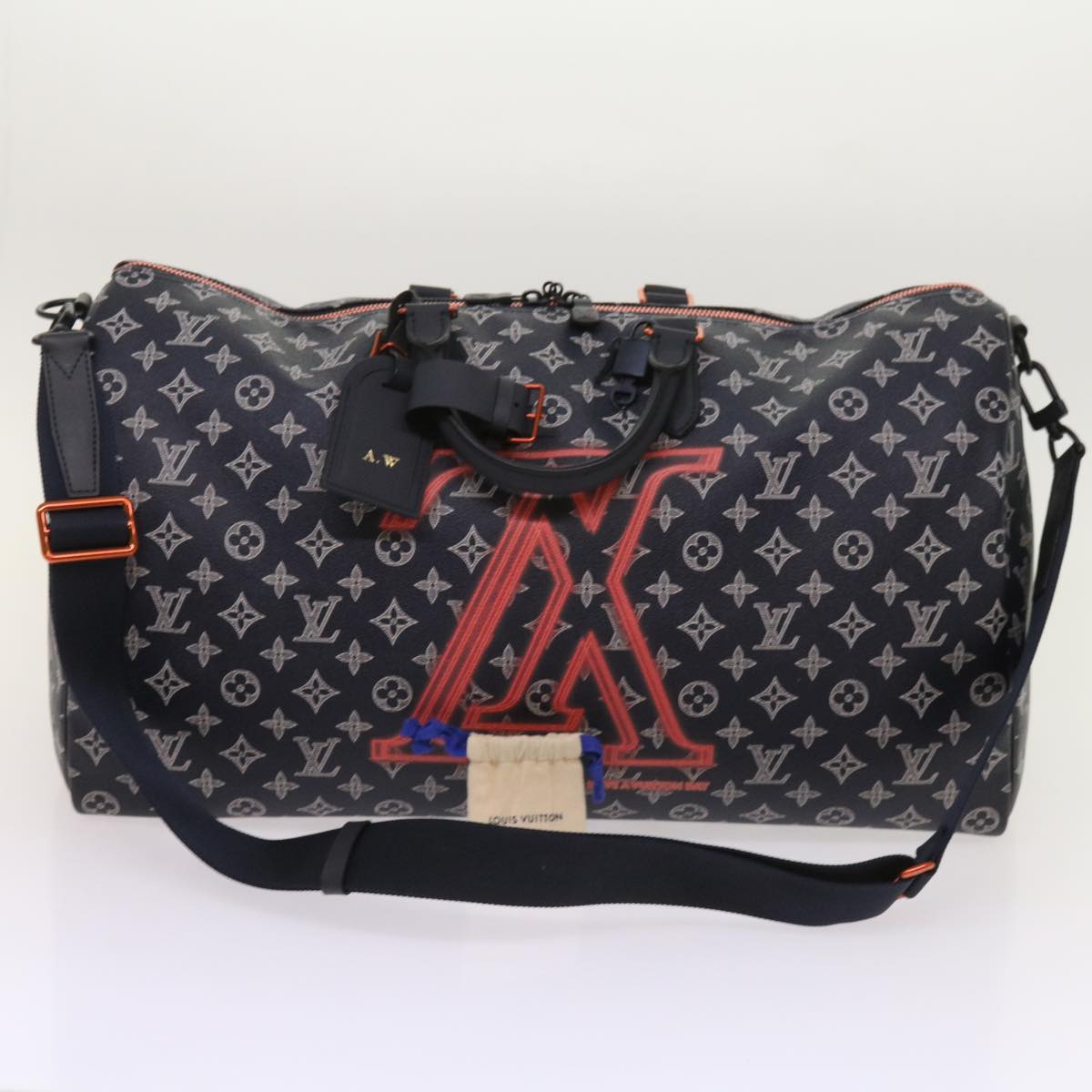 LOUIS VUITTON Monogram Ink Keepall Bandouliere 50 Bag Navy M43684 LV 37879A