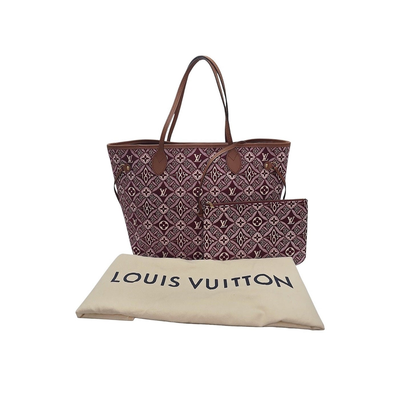 Louis Vuitton Jacquard Since 1854 Neverfull MM Tote w/ Pouch Bordeaux