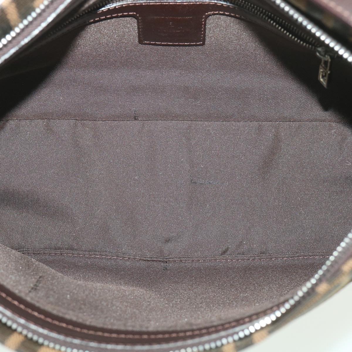 FENDI Zucca Canvas Mamma Baguette Shoulder Bag Black Brown 222826566 38013
